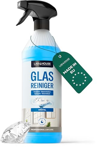 Lab4House | Glasreiniger 1000 ml Spray | Profi Fensterreiniger & Glasreiniger streifenfrei | Kristallklarer Glanz für Fenster, Spiegel, Glastüren & Autoscheiben