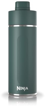 Ninja Thirsti Wasserflasche, Thermobecher to go, 700ml, auslaufsicherer Deckel, für kohlensäurehaltige, heiße & kalte Getränke, dreifach isolierter Travel Mug, Edelstahlflasche, Waldgrün, DW2401EUUKEM