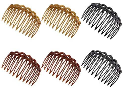 YAWYO 6 Stück Haarkamm Steckkämme für Damen, französischer Haarschmuck Seitkamm aus Kunststoff mit Twist-Design für Hochzeit & Alltag (Schwarz, Dunkelbraun, Kaffee)