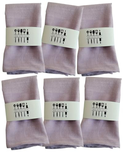 Stoffservietten-Set, Schlichte quadratische Baumwoll-Leinen-Servietten for Küche, Esszimmer, Party, Hochzeit, Tischdekoration(Purple,6pcs)