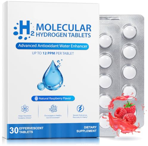 H2 Molecular Hydrogen Water Tablets with Magnesium Sugar-Free – 12 PPM Effervescent Hydrogen Tablets for Drinking Water, Supports Hydration, Energy & Metabolism, 30 Tablets
