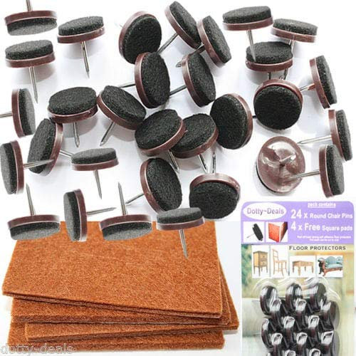 24 Nail In Protective Felt Pads Wood Floor Protector FREE 4 Square Stick On Pads