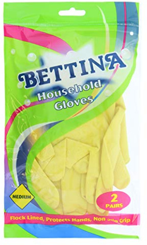 Bettina Household Gloves Medium 2 Pairs, Yellow