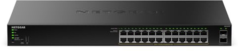 NETGEAR Série S350 Smart Switch manageable Essentials Gigabit Ethernet PoE+ 26 Ports - 24 Ports Gigabit PoE+ (Budget PoE 190W), 2 Ports SFP Gigabit dédiés, positionnement Bureau ou Rack (GS324TPv2)