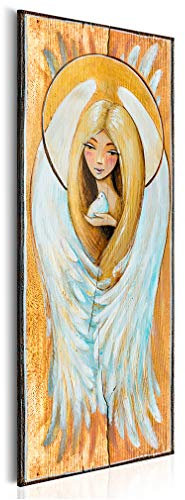 decomonkey Bilder Engel 40x120 cm 1 Teilig Leinwandbilder Bild auf Leinwand Vlies Wandbild Kunstdruck Wanddeko Wand Wohnzimmer Wanddekoration Deko weiß gelb Frau Angel