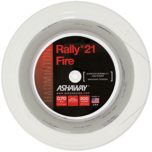 ASHAWAY Rally 21 Fire Badminton String - 200m Reel, Color- White