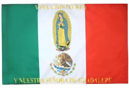 AZ FLAG Drapeau Mexique Viva Cristo Rey 90x60 cm Polyester 100D Fourreau | Usage intérieur et extérieur Drapeau décoratif mexicain México Cristo rey coutures doubles et bords renforcés