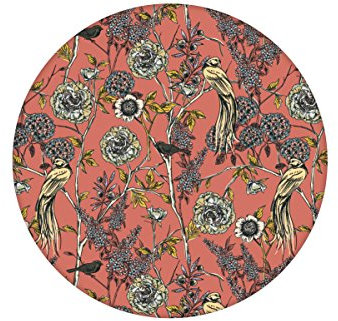 Orange florale Tapete Victorias Delight mit Paradiesvögeln und Blumen im victorianischen Stil angepasst an Little Greene Wandfarben - Vliestapete Blumen Vögel GMM Wandtapete (H:3m B: 46,5cm)