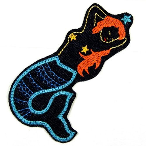 Bügelbild Meerjungfrau 14 x 10cm Aufbügler Jeans blau maritime Flicken zum aufbügeln Patch Bügelflicken für Erwachsene und Kinder