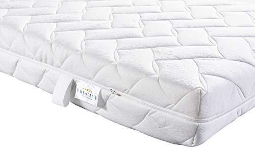 PROCAVE AloeVera Matratzenbezug versteppt, mit 4-Seiten Reißverschluss und 4 Handgriffen, 100% aus Deutschland in 100x220 cm für Matratzen-Höhe 15cm