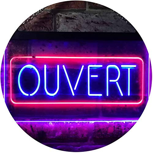 Ouvert Open Shop Bar Club Restaurant Décor Dual Color LED Enseigne Lumineuse Neon Sign Rouge et bleu 600 x 400mm st6s64-i3210-rb