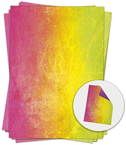 50 Blatt Briefpapier (A4) | Regenbogen Verlauf pink grün | Motivpapier | edles Design Papier | beidseitig bedruckt | Bastelpapier | 90 g/m²