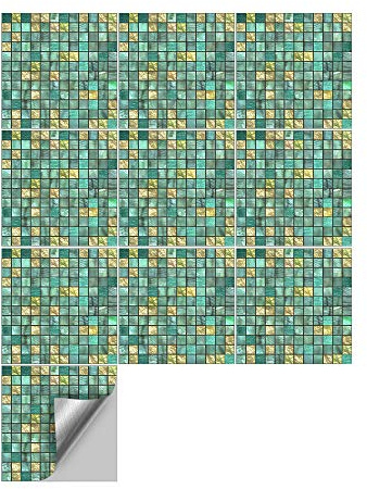 Hiser 10 Stück Küchenrückwand Fliesenaufkleber, Metall-Mosaik-Stil Wasserdicht Ölfest Stickerfliesen Deko Selbstklebende für Küche Badezimmer Wohnzimmer Dekoration (Grün,20cm x 20cm)