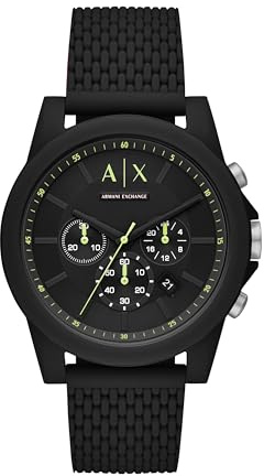 Armani Exchange Chronograph Black Silicone Watch