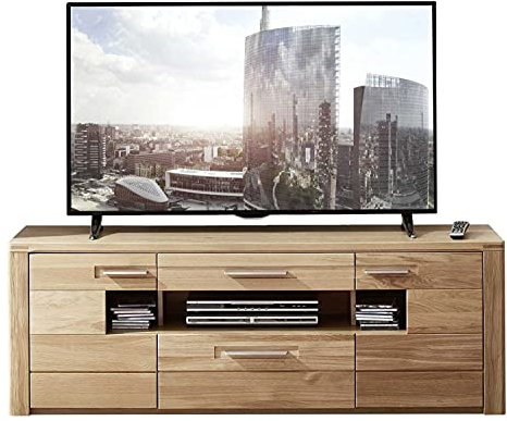 Möbel Jack TV-Lowboard Fernsehschrank Fernsehtisch | Braun | Wildeiche Bianco teilmassiv | 160x56x45 cm