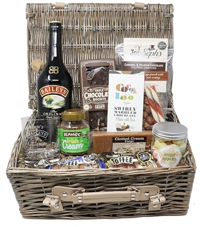 Regalo Personalised Baileys Irish Cream Liqueur Hamper | Engraved 10oz Glass, 70cl Baileys, Irish Cream Coffee & Snack Selection | 17% ABV | 18+