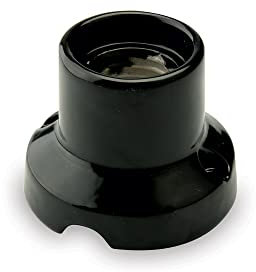 AMARCORDS - Soporte de lámpara de porcelana, casquillo E27, base portalámparas color vintage NEGRO