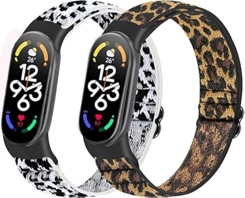 enkic Elastisch Armband Kompatibel mit Xiaomi Mi Band 7/Mi Band 6/Mi Band 5/Mi Band 4/Mi Band 3/Amazfit Band 5 Armband, Verstellbares Ersatzarmbänder Nylon Loop Sport Uhrenarmband für Damen Herren