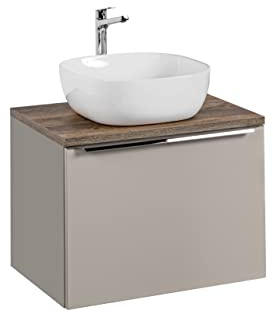 PIASKI Mobile lavabo 60 cm Santa Fe Taupe, sospeso con piano di lavoro, moderno per bagno, colore tortora rovere vintage
