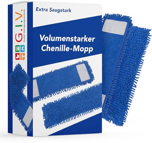 G.I.V. Chenillemopp Basic 40cm Mikrofaser Wischmopp Bezug - Hohe Schmutzaufnahme - Ersatzbezug Bodenwischer - Wischbezug für alle gängigen Klapphalter - Trocken & Nass Reinigung - Bodenreinigung (10X)