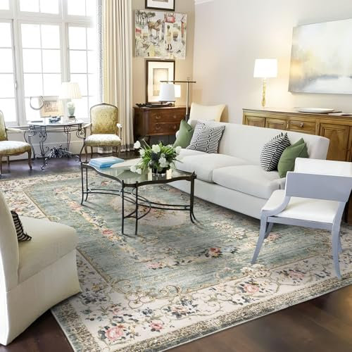 TALETA Teppich Wohnzimmer Vintage waschbar rutschfest, Kurzflor Teppich Schlafzimmer, orientalisch-Stil, Carpet für Living Room, groß: 160 x 230 cm, grün