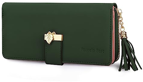 Pomelo Best Damen Geldbörse Vegan Leder RFID Portmonee mit 12 Kartenfächern, Münzfach und Handyfach