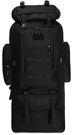 Extra Großer Wanderrucksäcke, 100L Wasserdicht Trekkingrucksack Militär Rucksack Survival Rucksack Outdoor Camping Wandern Reisen Rucksack Taktisch Rucksack für Männer Frauen,Schwarz