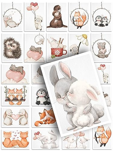 24er Set Postkarten mit Herz: Freundschaft Liebe Love Grußkarten für Freunde & Freundin zum Geburtstag Kreatives Hochzeitsgeschenk Postkarten Hochzeitsspiel Romantische Karten DIN A6 als Geschenk