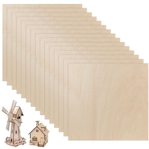 DBREAKS 15 Pezzi Fogli di Compensato 3MM, 300x300mm Pannelli in Legno per Modellismo Fai Da Te, Artigianato e Pittura