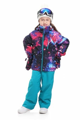 BUMDEEP Kids Girls Boys Two Piece Waterproof Colorful Snowsuits Ski Suits Warm Jackets Winter Pants（Star,120）
