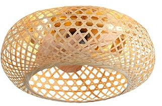 WDENI Caged Ceiling Fan with Light Flush Mount, 21 Inch Enclosed Rattan Ceiling Fans with Lights and Remote Control,Low Profile 6 Speeds for Bedroom, Living Room (Gold)