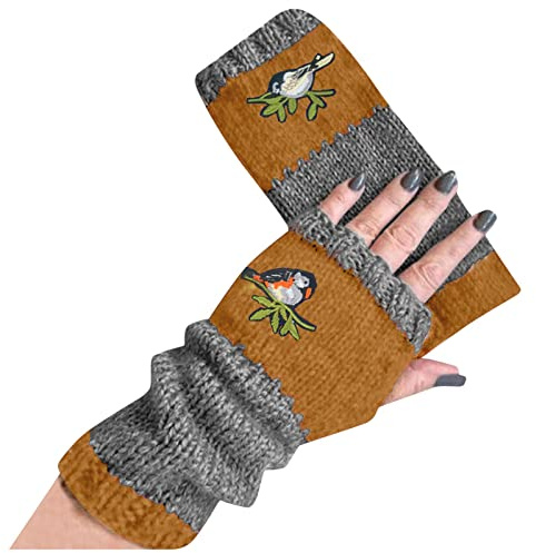 Fingerlose Handschuhe Damen Bunt, Ohne Finger Fingerdaumenloch Handstulpen Halbfingerhandschuhe Fäustlinge Weiche Fingerlose Handschuhe Armstulpen Pulswärmer Winterhandschuhe Dehnbare Handstulpen