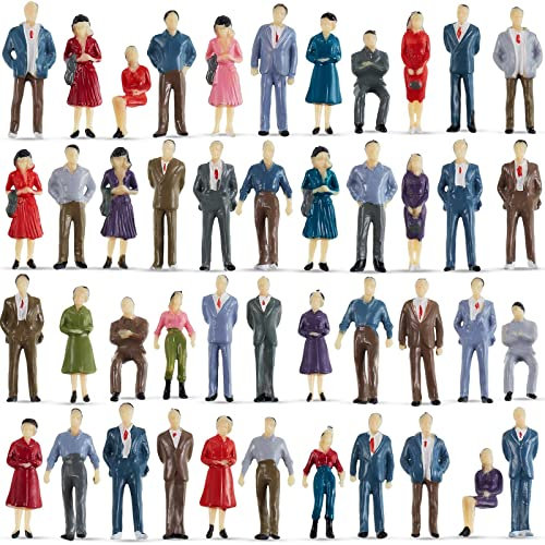 Namalu 80 Mini Figuras de Personas Pintadas a Escala 1:50 Modelos de Personas en Miniatura de Arquitectura de Tren Juguetes de Personas Pequeñas Plásticas Sentadas o de Pie para Escena en Miniatura