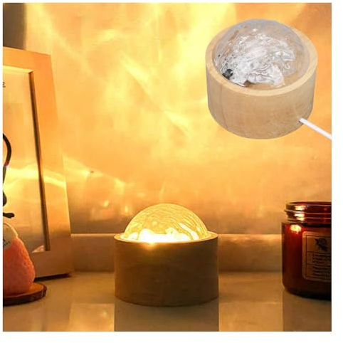 Topyond Ocean Lamp, 16 Farben Wasserwellen Lampe, Einstellbare Helligkeit | LED Nachttischlampe Sternenhimmel Projektor, Original Holzsockel, Lampe für Schlafzimmer, Wohnzimmer, Badezimmer Deko