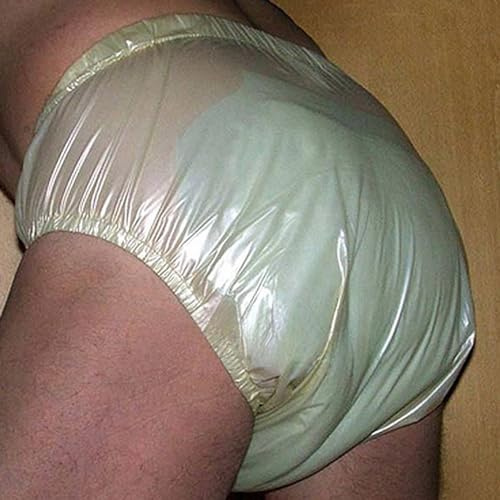 TOVCHEI Plastikhosen Erwachsene Pull on Kunststoffhose Anti-Seiten-Leckage Inkontinenz Sicherheitshose Ruhige wasserdichte Windelbezüge Wiederverwendbar,Gelb,S