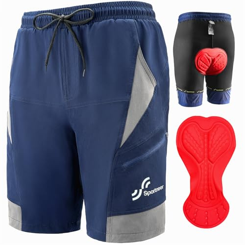 Sportneer Herren MTB Shorts - 3D gepolsterte Mountainbike-Radhose für Outdoor-Radfahren