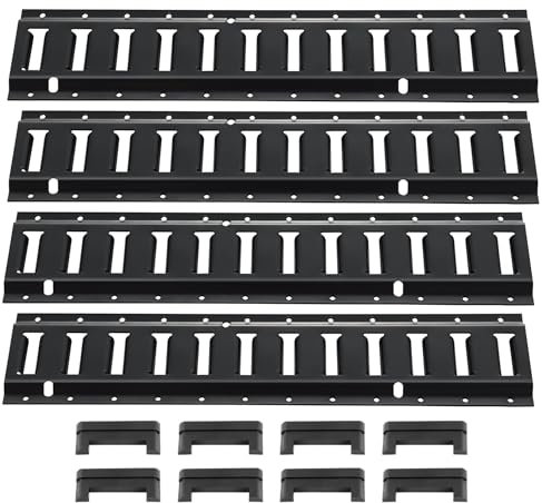 VEVOR Kit de Rails d'arrimage E Track, 4PCS Rails E en Acier 610 mm, Charge de 907 kg, avec vis pour sécuriser Les cargaisons, garages, camionnettes, remorques, arrimages de Motos, montages de VTT