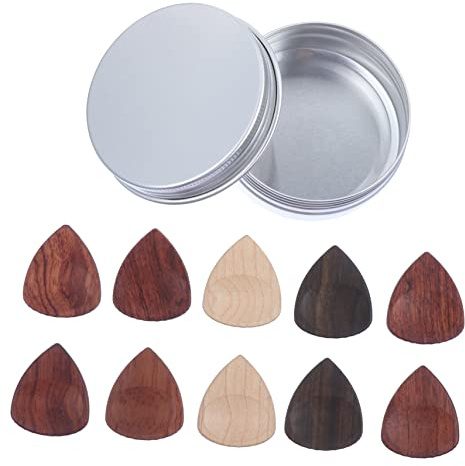 Mikinona 10stücke Teiliges Holz-gitarrenzupfer Mit Aufbewahrungsbox Für Akustik Gitarre Für Ukulele Und Bass Langlebig Flexibel Komfortabel Und Sicher Der Anwendung