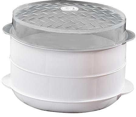 KICHOUSE Vaporera De Alta Temperatura Doble Capa Para Microondas Redonda 1 Juego