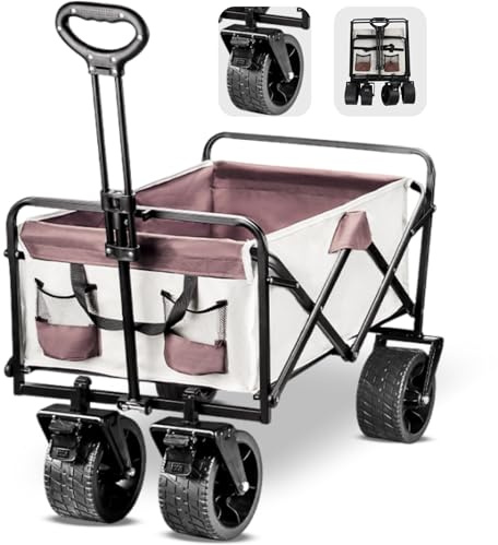 Carrello per Campeggio 250 KG e 200 L - 600D Oxford Cloth con Ruote, Manico Regolabile e Portabicchieri a Rete - Portatutto per Spiaggia e Outdoor