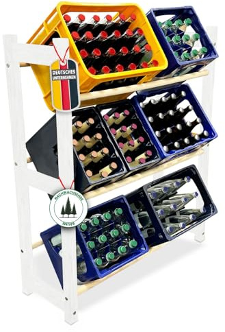 Coemo Getränkekistenregal THORE Regal für 6 Kisten, 92x31x108 cm, Weiß | Breit, aus Holz, großes Standregal auch für Obst-, Gemüsekisten, Kisten Aufbewahrung für Wohnbereich, Küche, Abstellraum