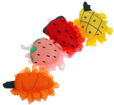 Beavorty 4pcs Fruit Bath Ball Loofahs for Shower Bath Scrub Exfoliator Body Skin Cleaning Tool