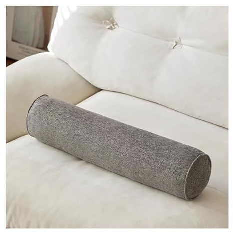 AQIGR Kissenrolle Nackenkissen Nackenrollenkissen Kissen Rolle, Unterstützung Rückenkissen Bolster Kissen für Hals, Beine, Rücken, Bett(Gray,20x100cm)