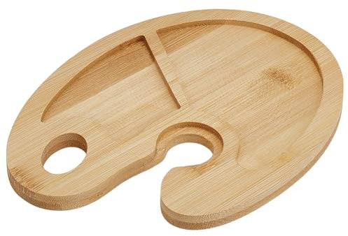 BENECREAT Planche de Service pour Apéritifs à Base de Vin Plateau de Service en Bois de 199x148x10mm avec Support à Vin pour Fêtes Planches de Noël Assiettes à Cocktail Cadeau