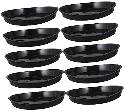 Milisten 10 Platos para Macetas de Plástico Negro, Soporte Práctico para Bonsáis y Plantas, Fácil de Usar y Almacenar, Adecuado para Interior y Oficina