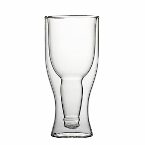 XFZJCHAP Elegant Double Wall Cocktail Mug - Versatile Glass for Wine, Beer, Whiskey, Champagne, and Coffee - Vodka Cups with Bottle-Inspired Design (Color: A, Size: L 420ml)