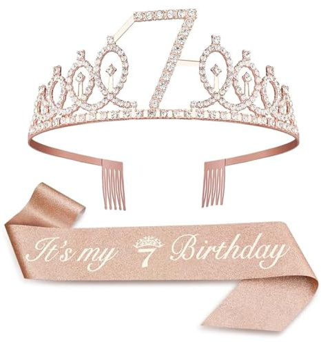 Teokyat Couronne d'anniversaire pour femmes – Anniversaire 7 ans, Couronne d'anniversaire 7 ans, Couronne de princesse, Couronne de princesse anniversaire pour anniversaire de princesse