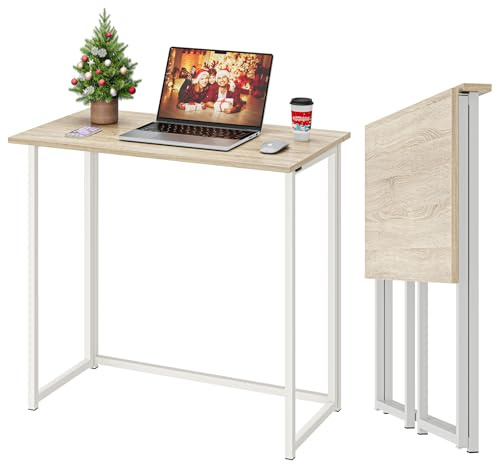 Moziel Scrivania Pieghevole, Scrivania per Casa e Ufficio per piccoli spazi, 80 x 45 x 74 cm Tavolo da Studio Porta PC Stabile e Salvaspazio (Rovere)