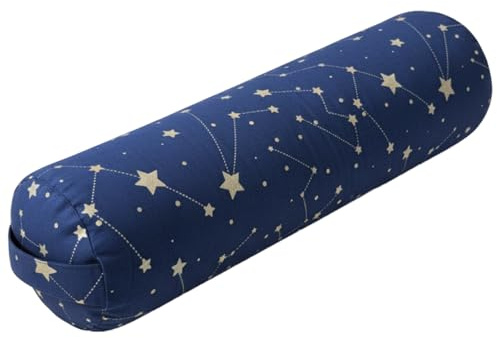 PURE SHANTI Yogabolster aus 100% Bio-Baumwolle | Nachhaltiges Bolster | Natürliche Buchweizenspreu-Füllung | Rundes Yogakissen | Waschbar, Nachfüllbar | Mittelgroß: 63 x 17 cm