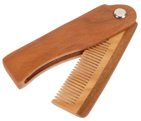 VICASKY 1 pettine pieghevole in legno con custodia in pelle di alta qualità, portatile e maneggevole per la cura della barba e lo styling dei capelli